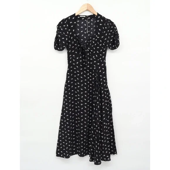 Miu Miu Women's 2016 Midi Length Black Silk Dress Cat Print Sz 38 / S - Picture 4 of 11